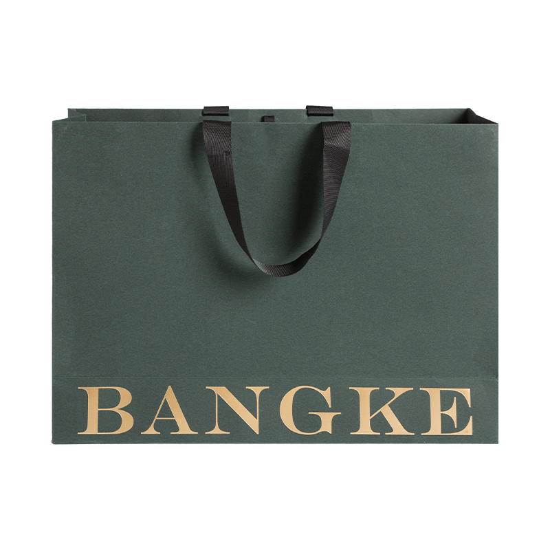 Tas Hadiah Hot Stamping Hijau Tua Kustom Kantong Kertas Belanja Merek Dengan Logo 0wn Anda