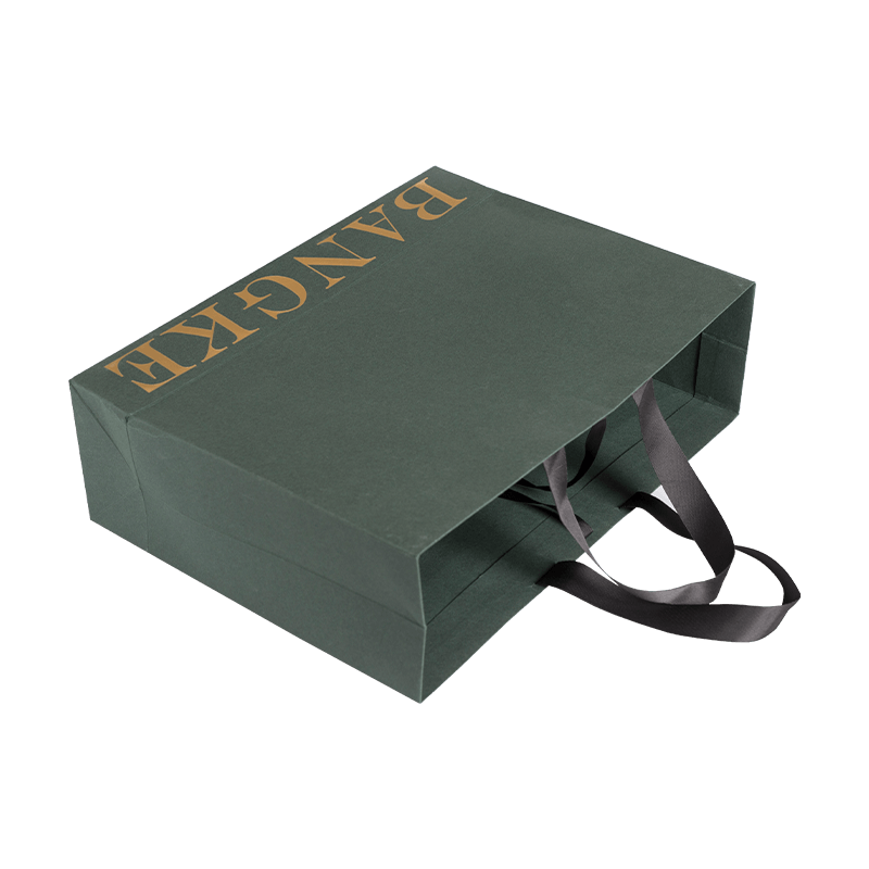 Tas Hadiah Hot Stamping Hijau Tua Kustom Kantong Kertas Belanja Merek Dengan Logo 0wn Anda